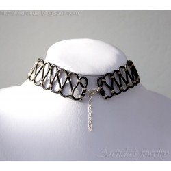 Steampunk halsband sterlingsilver läder vintage nyckel