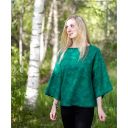 Handmade Merino wool sweater Emerald green Nuno felted pullover Wearable Art clothing