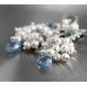 Aquamarine Pearls blue Topaz earrings sterling silver - Melite