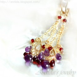 Chandelier earrings Citrine Amethyst Garnets earrings - Domani