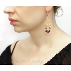 Chandelier earrings Citrine Amethyst Garnets earrings - Domani