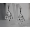 Rock Crystal Clear Quartz chandelier earrings in oxidized sterling silver